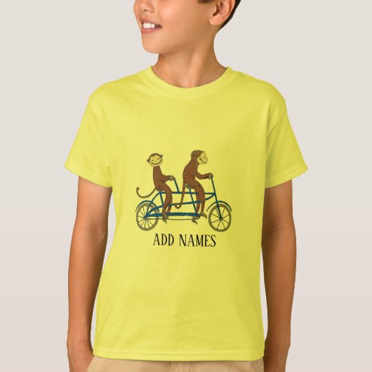Monkeys on Bike, tekst toevoegen, Shirt (Voorkant)