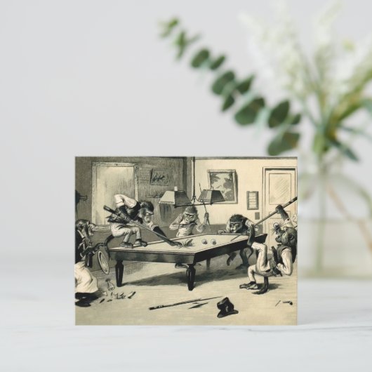 Monkeys Spelen Pool Briefkaart (Staand voorkant)