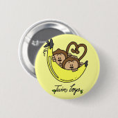 Monkeys Twin Boys Tshirts en cadeaus Ronde Button 5,7 Cm (Voorkant /achterkant)