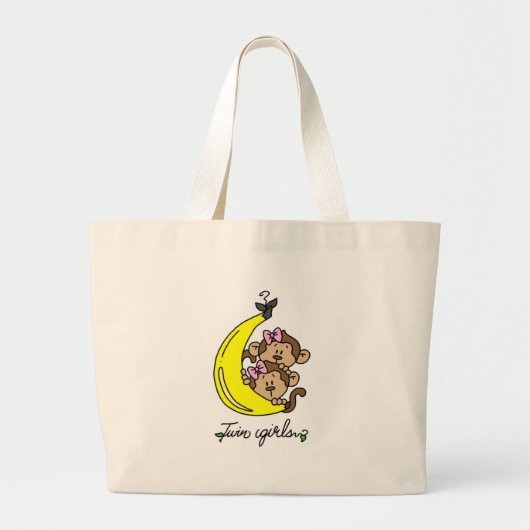 Monkeys Twin Girls T-shirts en cadeautjes Grote Tote Bag (Voorkant)