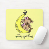 Monkeys Twin Girls T-shirts en cadeautjes Muismat (Met muis)