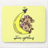 Monkeys Twin Girls T-shirts en cadeautjes Muismat (Voorkant)
