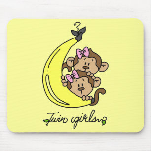 Monkeys Twin Girls T-shirts en cadeautjes Muismat