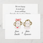 Monkeys Wedding Invitation Sjabloon Kaart (Voorkant / Achterkant)