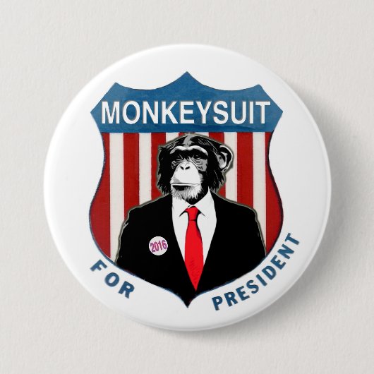 Monkeysuit voor President Ronde Button 7,6 Cm (Voorkant)