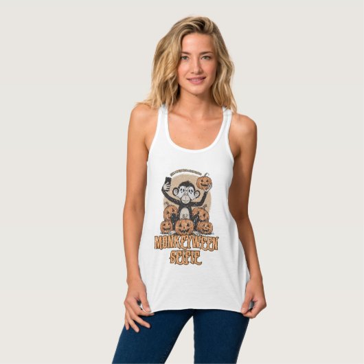 Monkeyween Selfie - Vintage Halloween Tanktop (Volledige Voorkant)