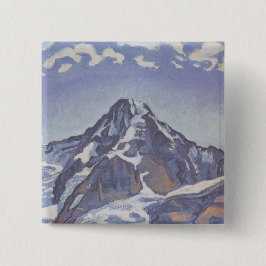 Monkgebergte met wolken (Ferdinand Hodler) Vierkante Button 5,1 Cm