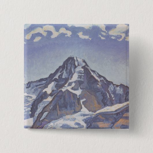 Monkgebergte met wolken (Ferdinand Hodler) Vierkante Button 5,1 Cm (Voorkant)