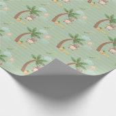 Monkies in Bomen Groen Tan Kinder Cadeaupapier (Hoek)