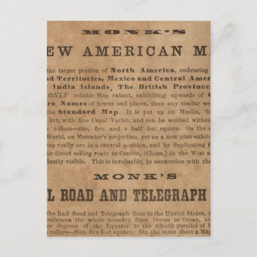 Monks Midden-Amerika, Cuba en Florida Briefkaart (Voorkant)