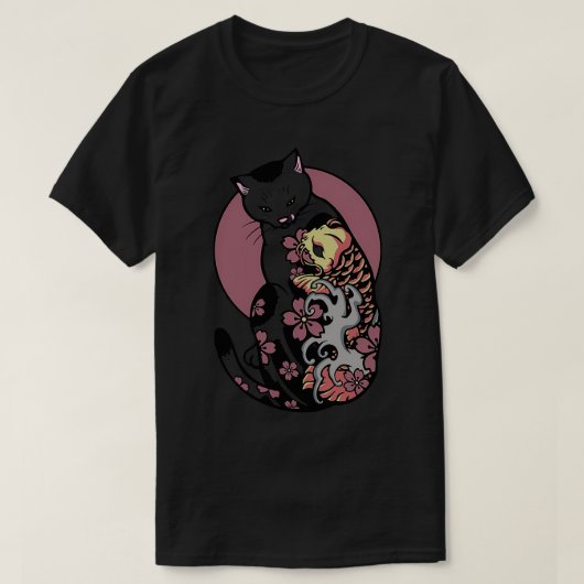 Monmon cat Cat met japans tattoo Ko Fish T-shirt (Design voorkant)