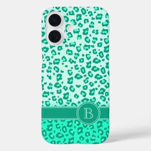 Monmonogram luipaard dierprintmunt Case-Mate iPhone case (Achterkant)
