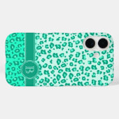 Monmonogram luipaard dierprintmunt Case-Mate iPhone case (Achterkant (horizontaal))