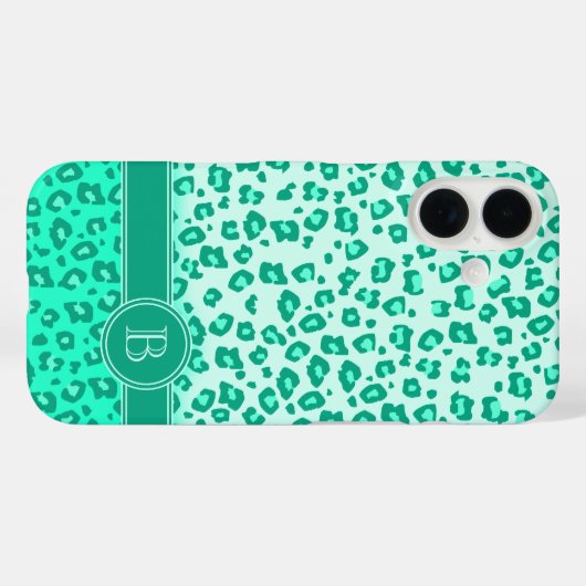 Monmonogram luipaard dierprintmunt Case-Mate iPhone case (Achterkant (horizontaal))