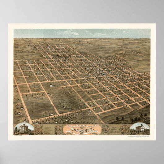 Monmouth, IL Panorama - 1869 Poster (Voorkant)