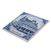 Monnickendam Delft Blue style ceramic tile Tegeltje (Zijkant)