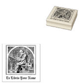 Monnik bij middeleeuwse schrijftafel - Bookplate Rubberstempel (Gestempeld)