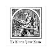 Monnik bij middeleeuwse schrijftafel - Bookplate Rubberstempel (Afrduk)
