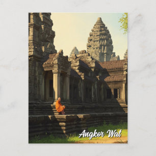Monnik in Angkor Wat Cambodja Briefkaart