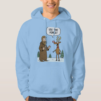 Monnik in gewaad en rendier winterse scène hoodie