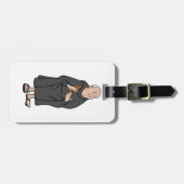 Monnik met kruis in middeleeuwse religieuze mantel bagagelabel (Voorkant horizontaal)