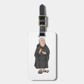Monnik met kruis in middeleeuwse religieuze mantel bagagelabel (Voorkant verticaal)