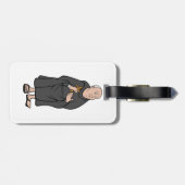 Monnik met kruis in middeleeuwse religieuze mantel bagagelabel (Achterkant horizontaal)