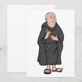 Monnik met kruis in middeleeuwse religieuze mantel kaart (Voorkant / Achterkant)