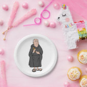 Monnik met kruis in middeleeuwse religieuze mantel papieren bordje (Feest)