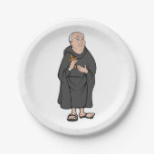 Monnik met kruis in middeleeuwse religieuze mantel papieren bordje (Voorkant)