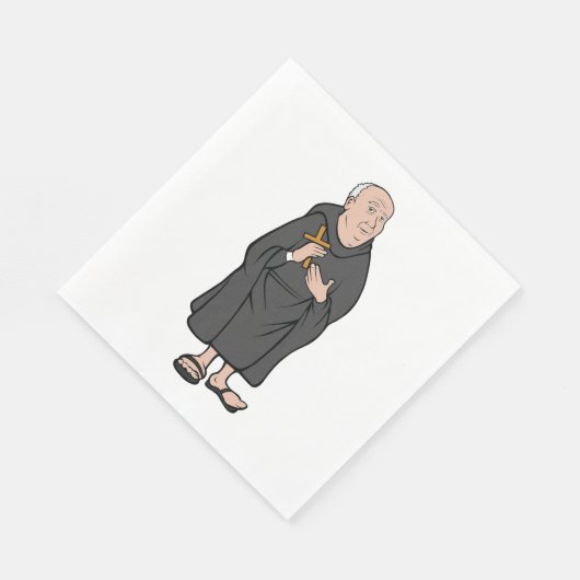 Monnik met kruis in middeleeuwse religieuze mantel servet (Hoek)