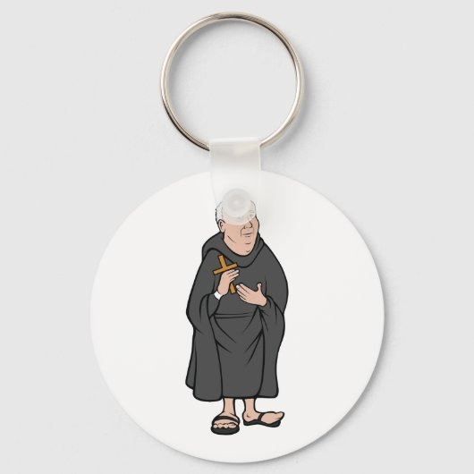 Monnik met kruis in middeleeuwse religieuze mantel sleutelhanger (Achterkant)