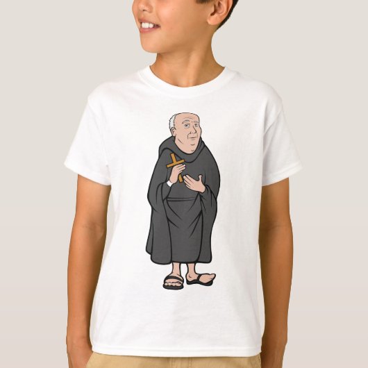 Monnik met kruis in middeleeuwse religieuze mantel t-shirt (Voorkant)