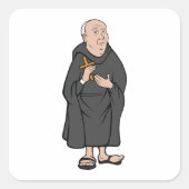 Monnik met kruis in middeleeuwse religieuze mantel vierkante sticker (Voorkant)
