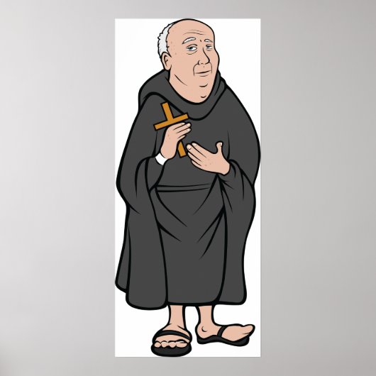 Monnik met kruis in monnikspij Middeleeuwse religi Poster (Voorkant)