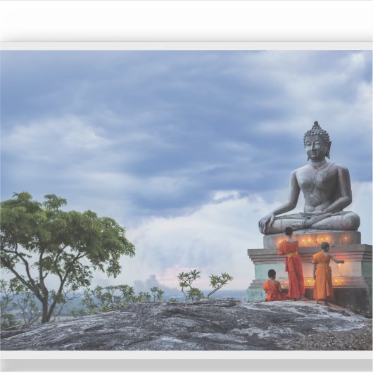 Monniken en Boeddhabeeld Sticker (Voorkant)