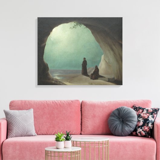 Monniken in een Grotto (door Carl Blechen) Canvas Afdruk (Insitu (Woonkamer))