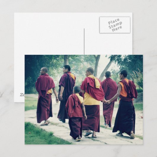Monniken in het Sarnath Briefkaart (Voorkant / Achterkant)