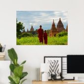 Monniken met oude tempels poster (Thuiskantoor)