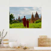 Monniken met oude tempels poster (Keuken)