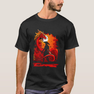 Monnikenstrijder of samoerai met draak t-shirt