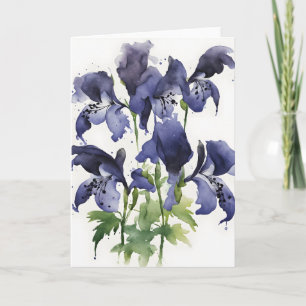 Monnikskap - Watercolor bloemen Kaart