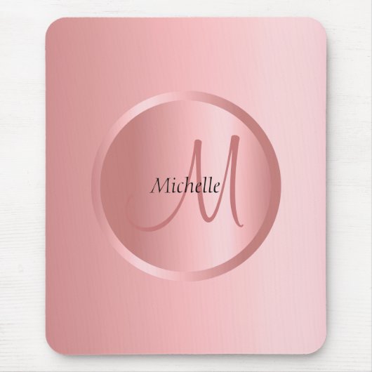 Mono gram Sjabloon Moderne Elegant Roos Gold Muismat (Voorkant)