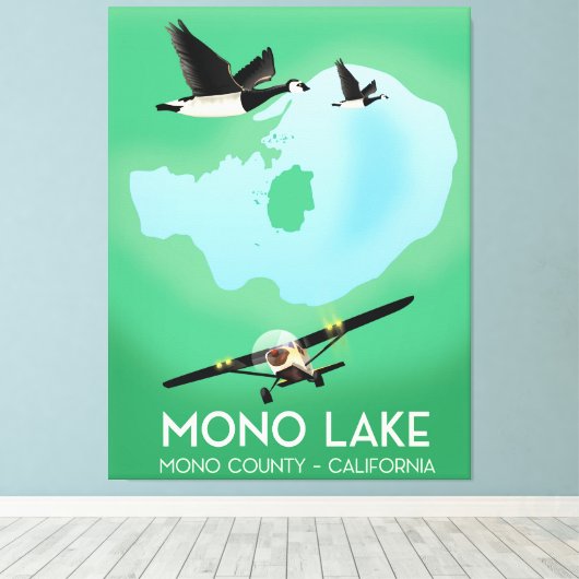 Mono Lake,Mono County, Californië reisposter Canvas Afdruk (Insitu (Houten vloer))