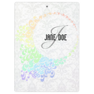[MONO-RAIN-1] Pastel Regenbooggraffegelmonogram Klembord