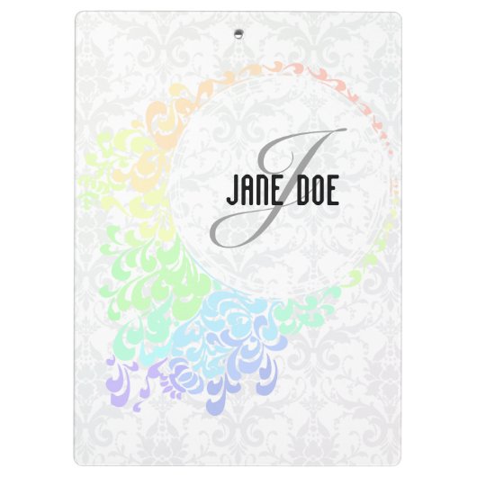 [MONO-RAIN-1] Pastel Regenbooggraffegelmonogram Klembord (Achterkant)