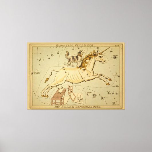 Monoceros - Astronomisch Star Chart Afbeelding Canvas Afdruk (Voorkant)