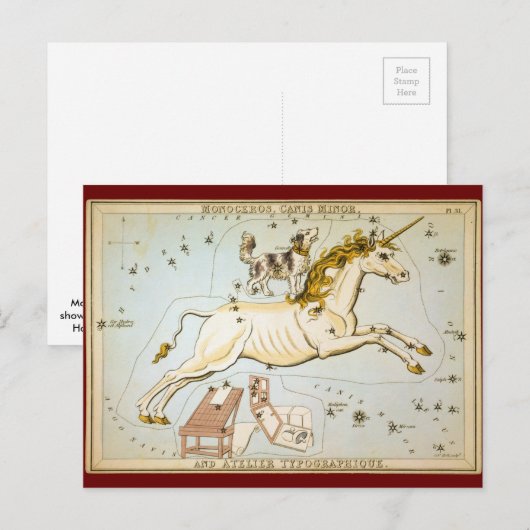 Monoceros, Canis Minor en Atelier Typographique Briefkaart (Voorkant / Achterkant)