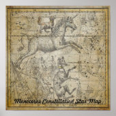 Monoceros Unicorn Star Map Constellation Astronomi Poster (Voorkant)
