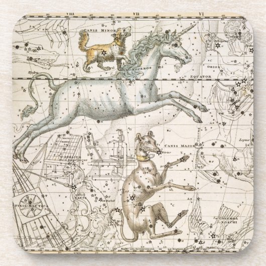 Monoceros, van 'A Celestial Atlas', pub. in 1822 Bier Onderzetter (Voorkant)